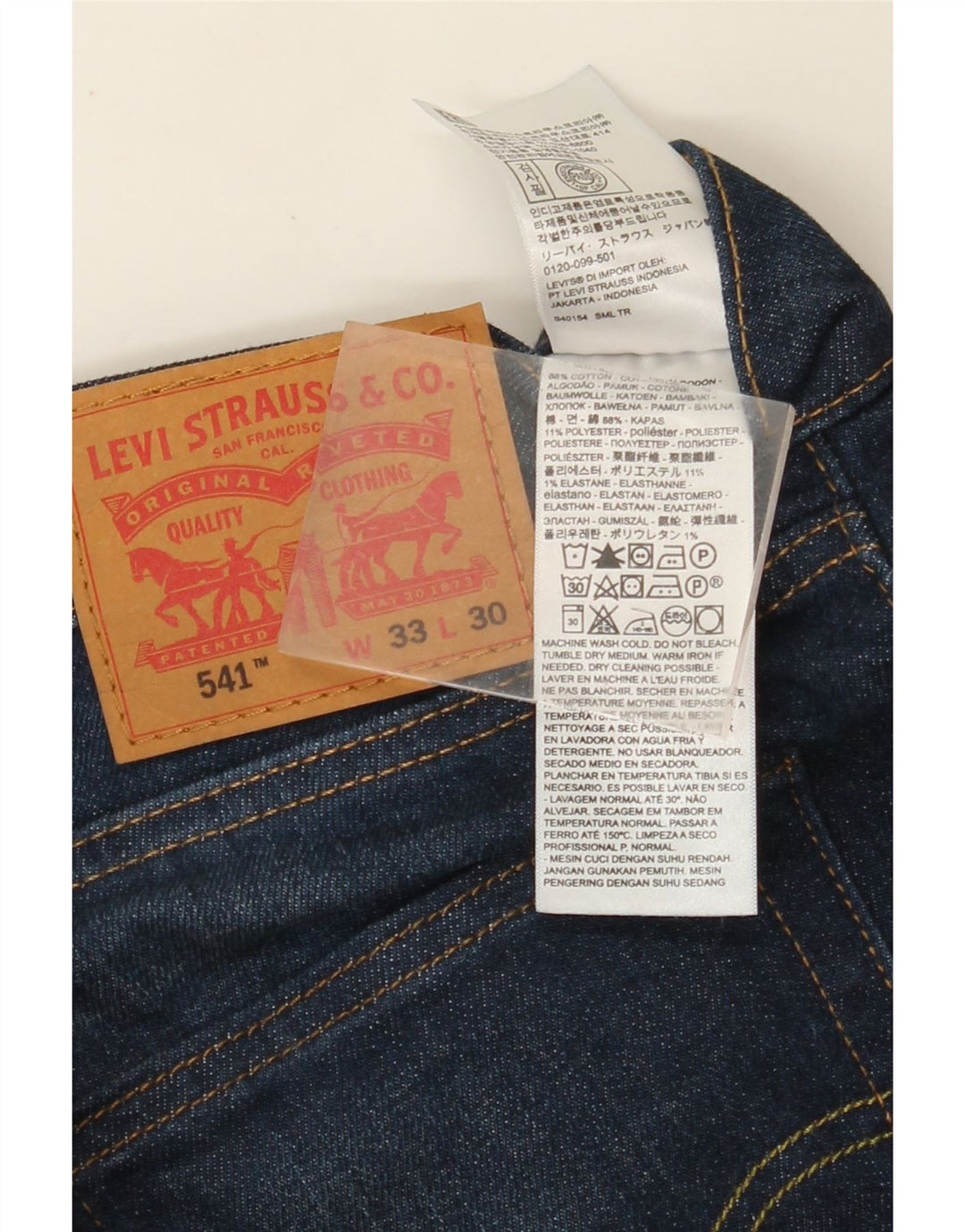 LEVI'S Muške 541 sužene traperice W33 L30 Plavi pamuk