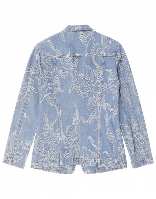 Denny Rose, ženska traper jakna s jednim gumbom, UK 14, srednje plava cvjetna