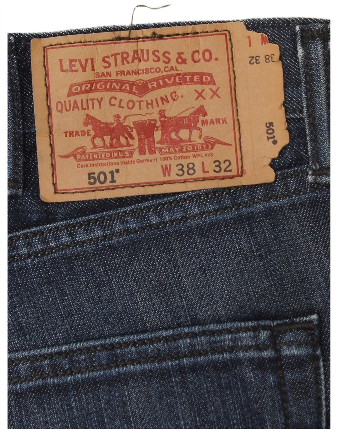 Levi's muške 501 ravne traperice W38 L30 tamnoplavi pamuk