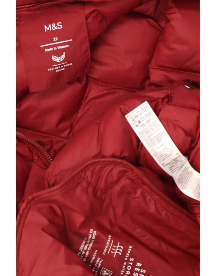 Marks & Spencer ženski podstavljeni kaput s kapuljačom UK 22 3XL crveni poliamid