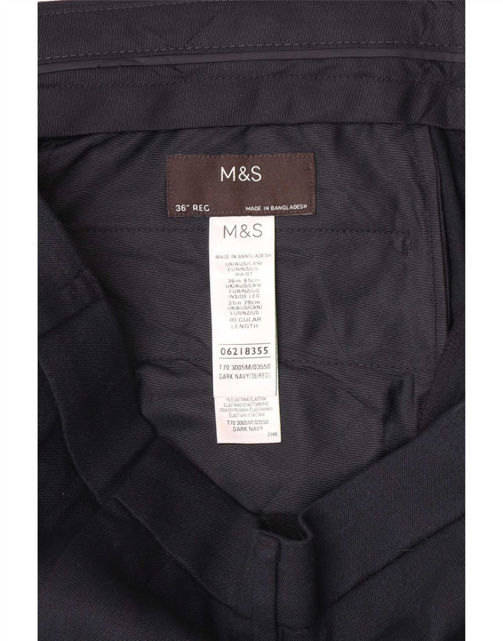 Marks & Spencer muške uobičajene hlače W36 L31 tamnoplavi poliester