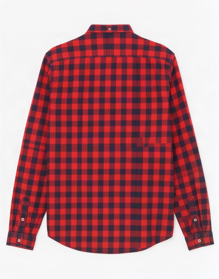 Zara muška uska flanelska košulja srednje crvene boje od gingham pamuka