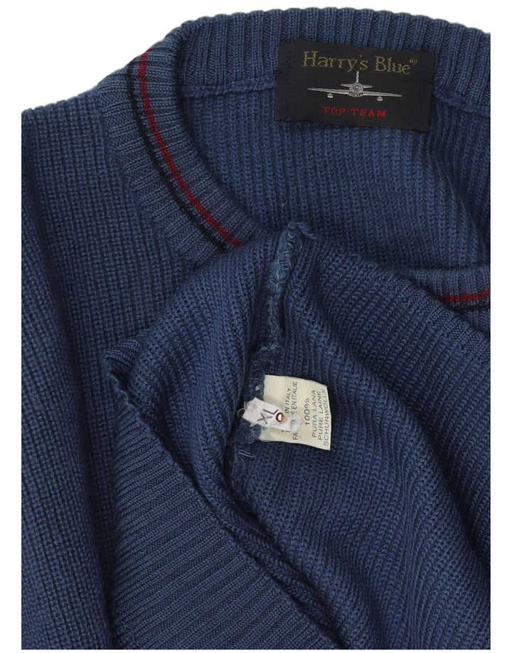 VINTAGE muški džemper s okruglim izrezom XL plave vune