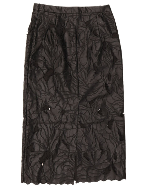 Zara ženska kožna suknja mala W26 crna cvjetna