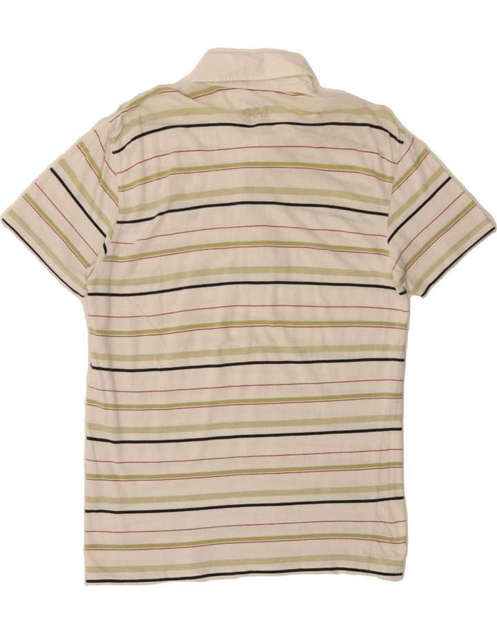 LEE Womens Polo Shirt UK 14 Large White Striped Vintage Lee and Second-Hand Lee from Messina Hembry 
