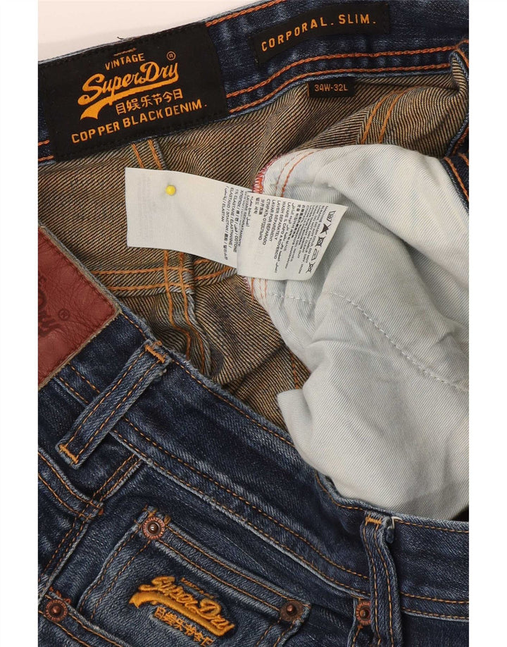 Superdry Mens Corporal Slim Jeans W34 L32 Plavi pamuk
