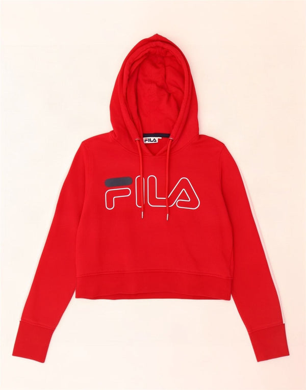 Fila ženska prevelika skraćena majica s kapuljačom s kapuljačom UK 6 XS, crveni pamuk