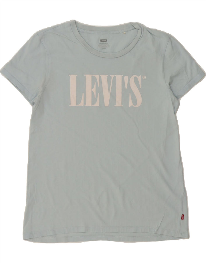 LEVI'S Womens Graphic T-Shirt Top UK 10 Small Blue Vintage Levi's and Second-Hand Levi's from Messina Hembry 