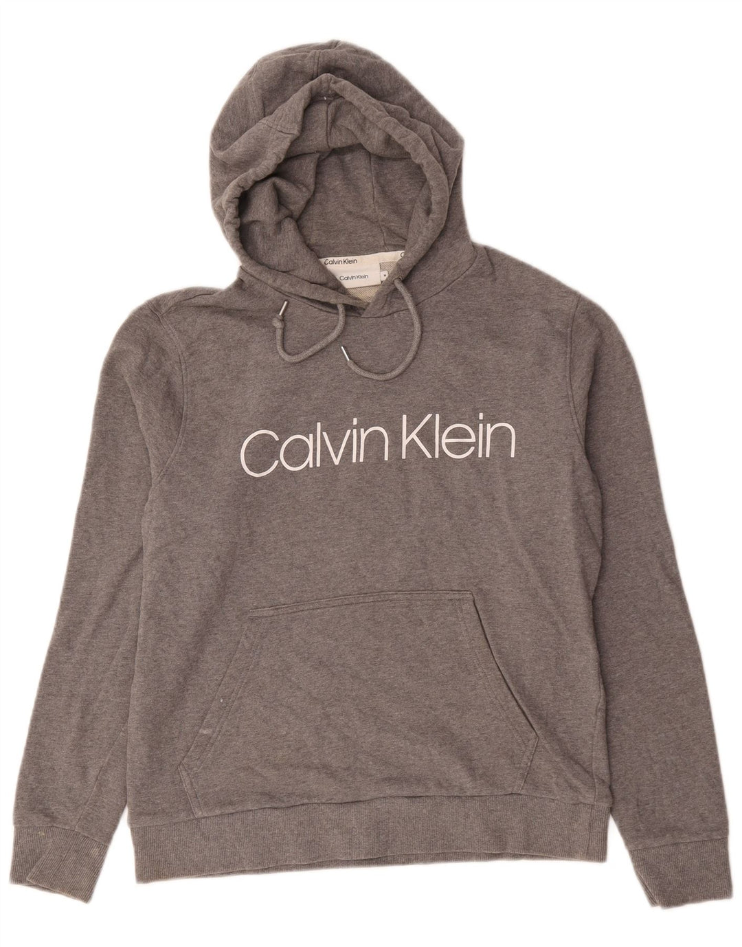 Calvin Klein muška majica s kapuljačom srednje sive boje, pamuk