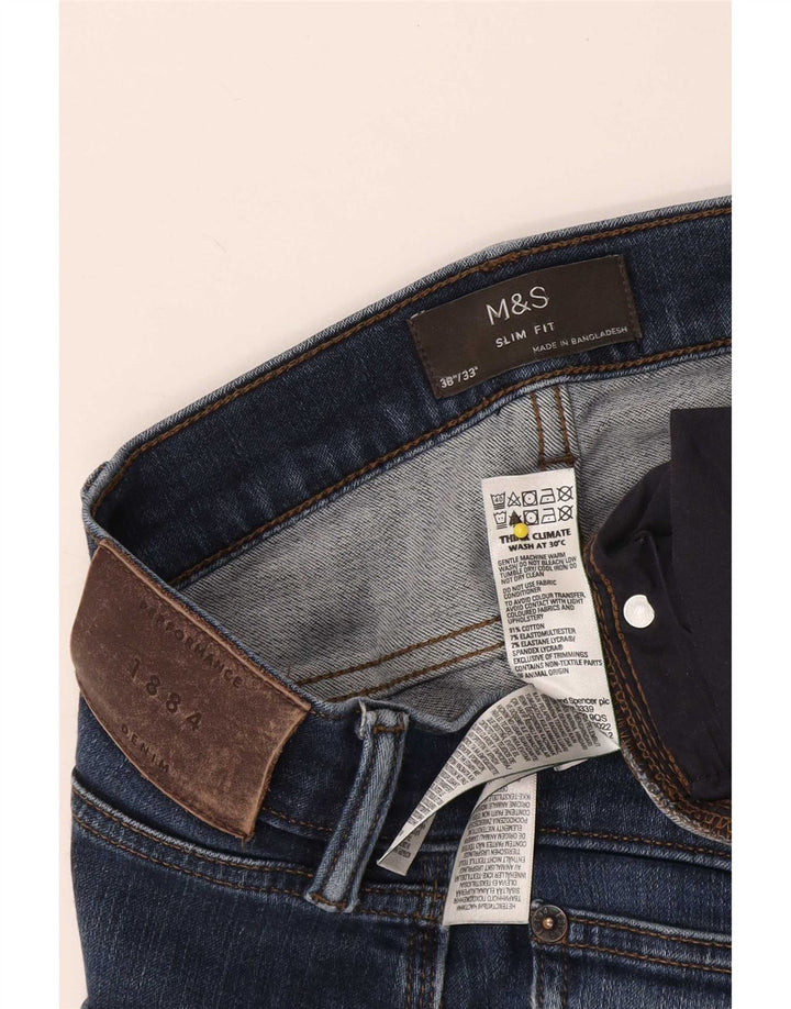 Marks & Spencer muške uske traperice W38 L33 tamnoplavi pamuk