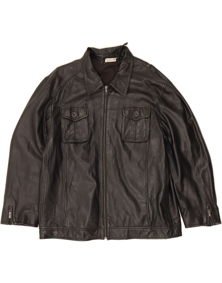 IN EXTENSO Womens Leather Jacket UK 18 XL Black Leather Vintage In Extenso and Second-Hand In Extenso from Messina Hembry 