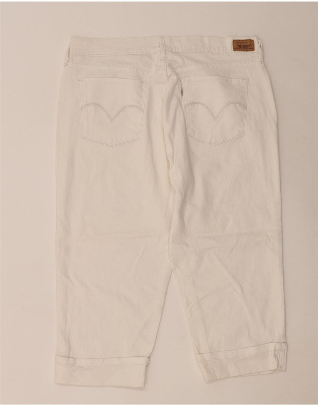 LEVI'S Ženske 515 Capri traperice US 14 Large W36 L20 Bijeli pamuk