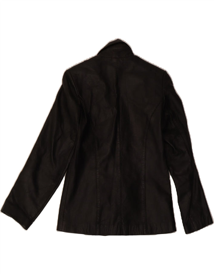 VINTAGE Womens Leather Jacket UK 12 Medium Black Polyester Vintage Vintage and Second-Hand Vintage from Messina Hembry 