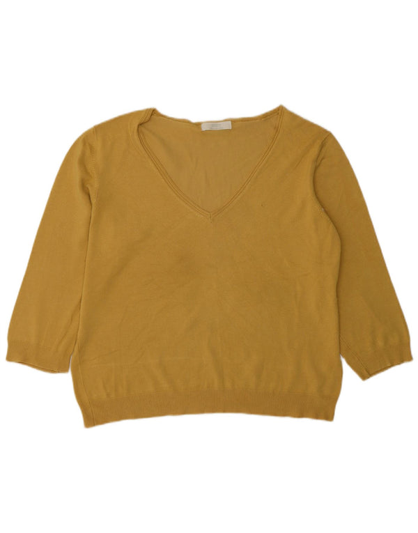 Marks & Spencer ženski džemper s V-izrezom 3/4 rukava UK 20 2XL žuta
