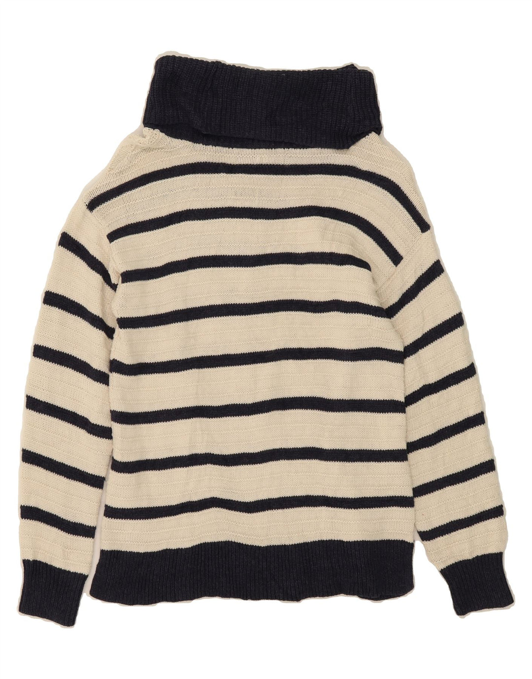 CHAPS Womens Roll Neck Jumper Sweater UK 12 Medium Off White Striped Vintage Chaps and Second-Hand Chaps from Messina Hembry 
