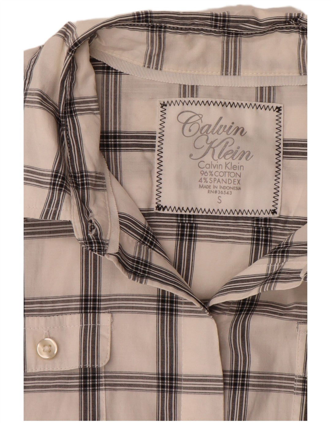 Calvin Klein Ženska košulja UK 10 Mali bijeli karirani pamuk