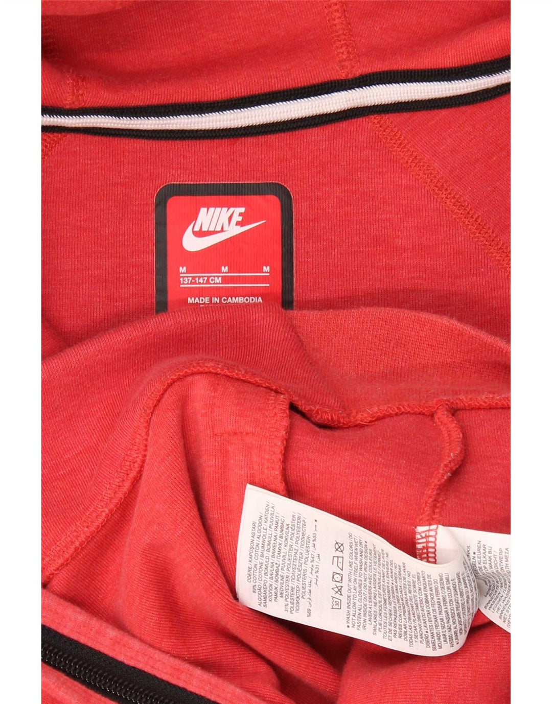 Nike pulover s kapuljačom na patentni zatvarač za dječake 10-11 godina srednje crvene pamučne boje
