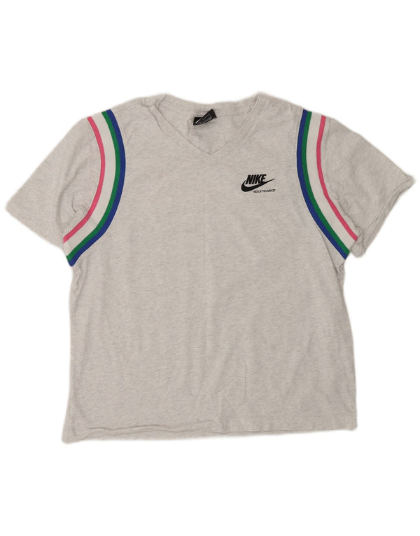 Nike Ženska majica kratkih rukava UK 16 Large Grey Colourblock Cotton