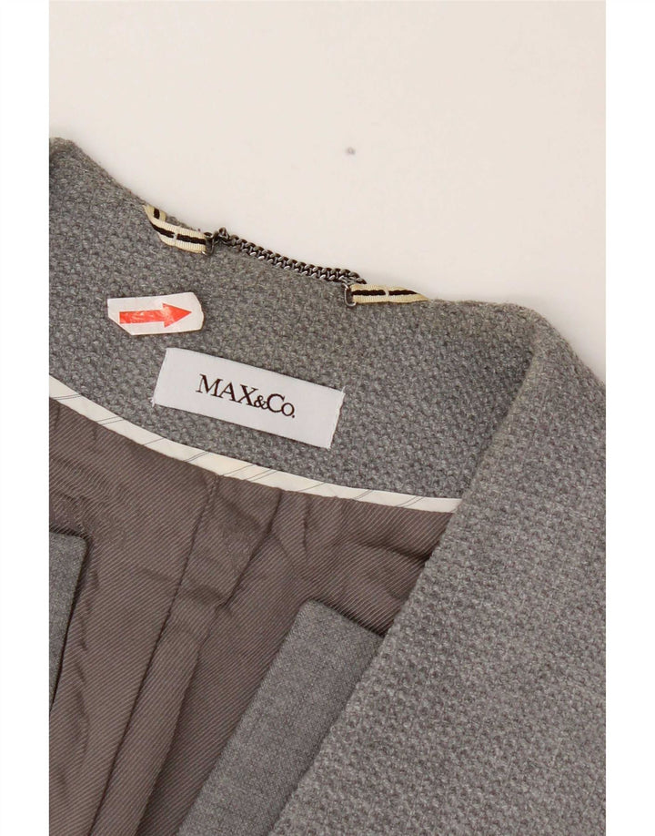 Max & Co. Ženska jakna s jednim gumbom UK 6 XS sivi poliester