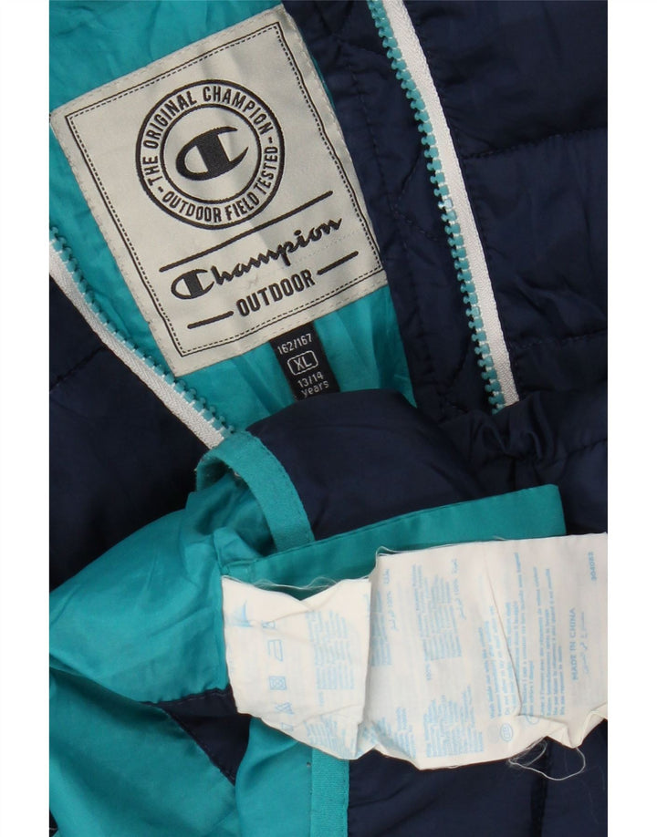 Podstavljena jakna Champion Boys s kapuljačom 13-14 godina XL tamnoplava poliester