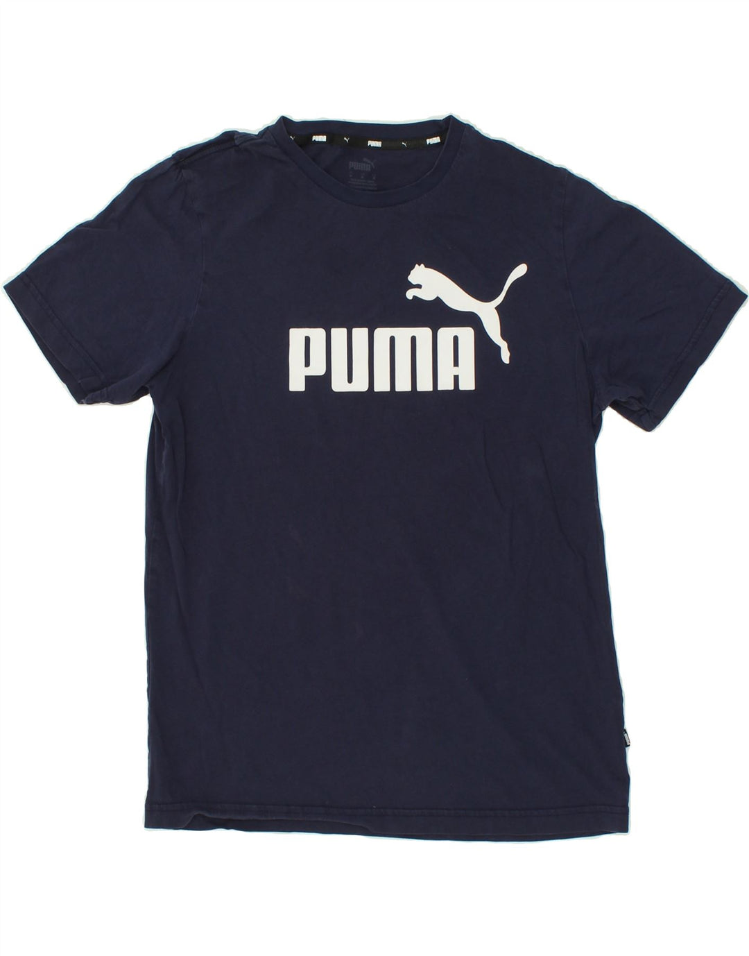 PUMA Mens Graphic T-Shirt Top Medium Navy Blue Cotton Vintage Puma and Second-Hand Puma from Messina Hembry 