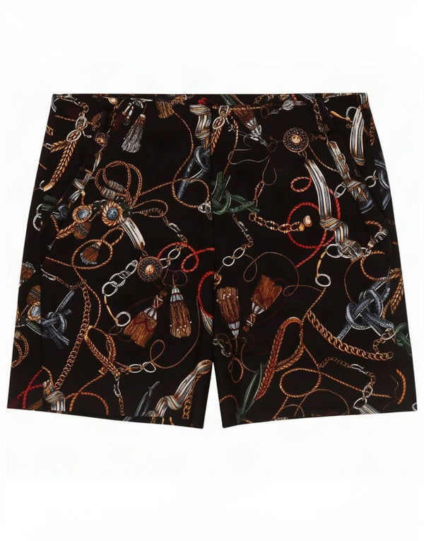 Zara Womens Abstract Pattern Casual Shorts Medium W28 Black Cotton