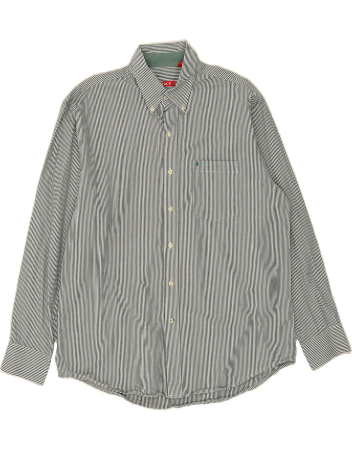 IZOD Mens Shirt Large Green Pinstripe Cotton Vintage Izod and Second-Hand Izod from Messina Hembry 