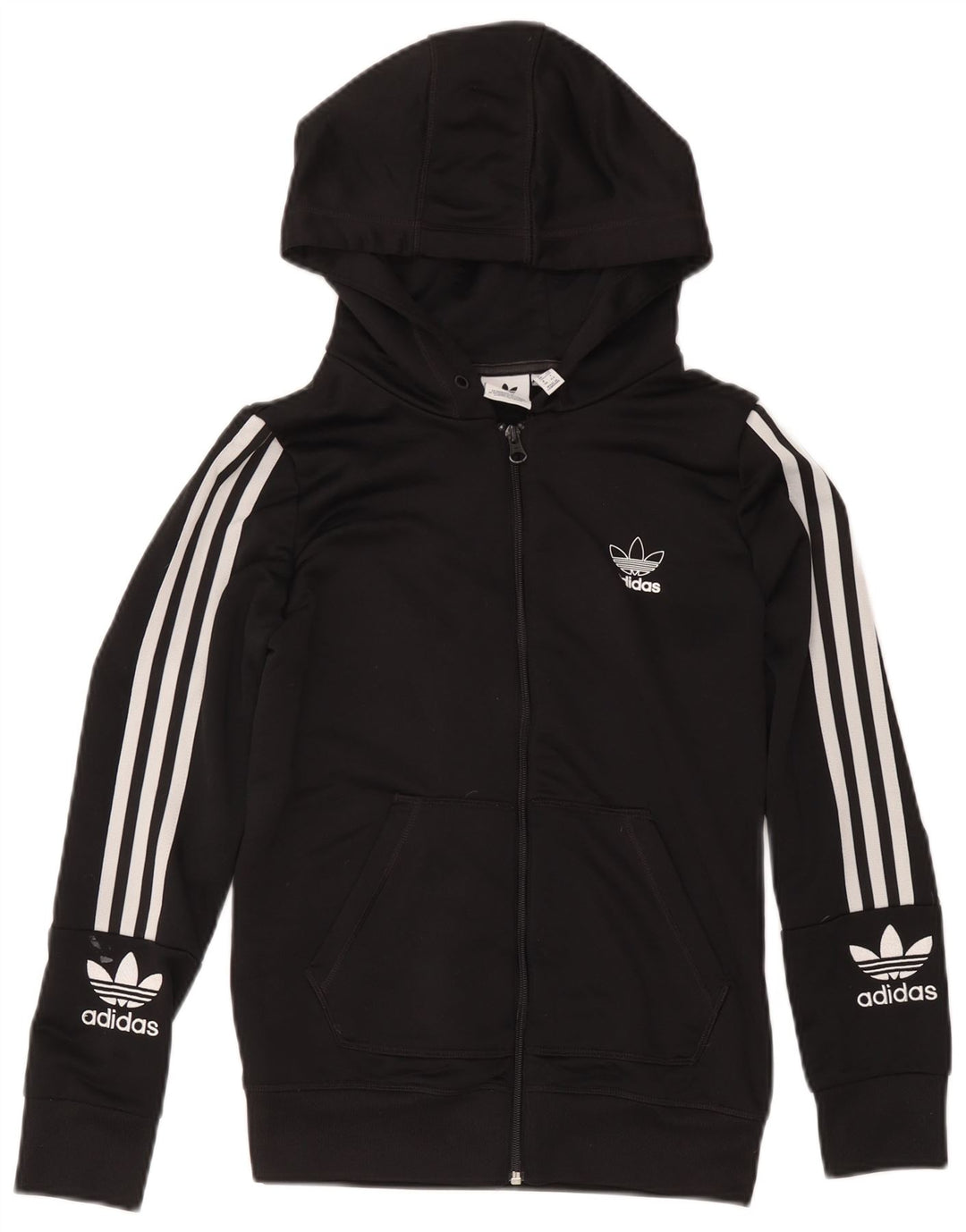 Adidas ženski džemper s kapuljačom s patentnim zatvaračem UK 12 srednji crni poliester