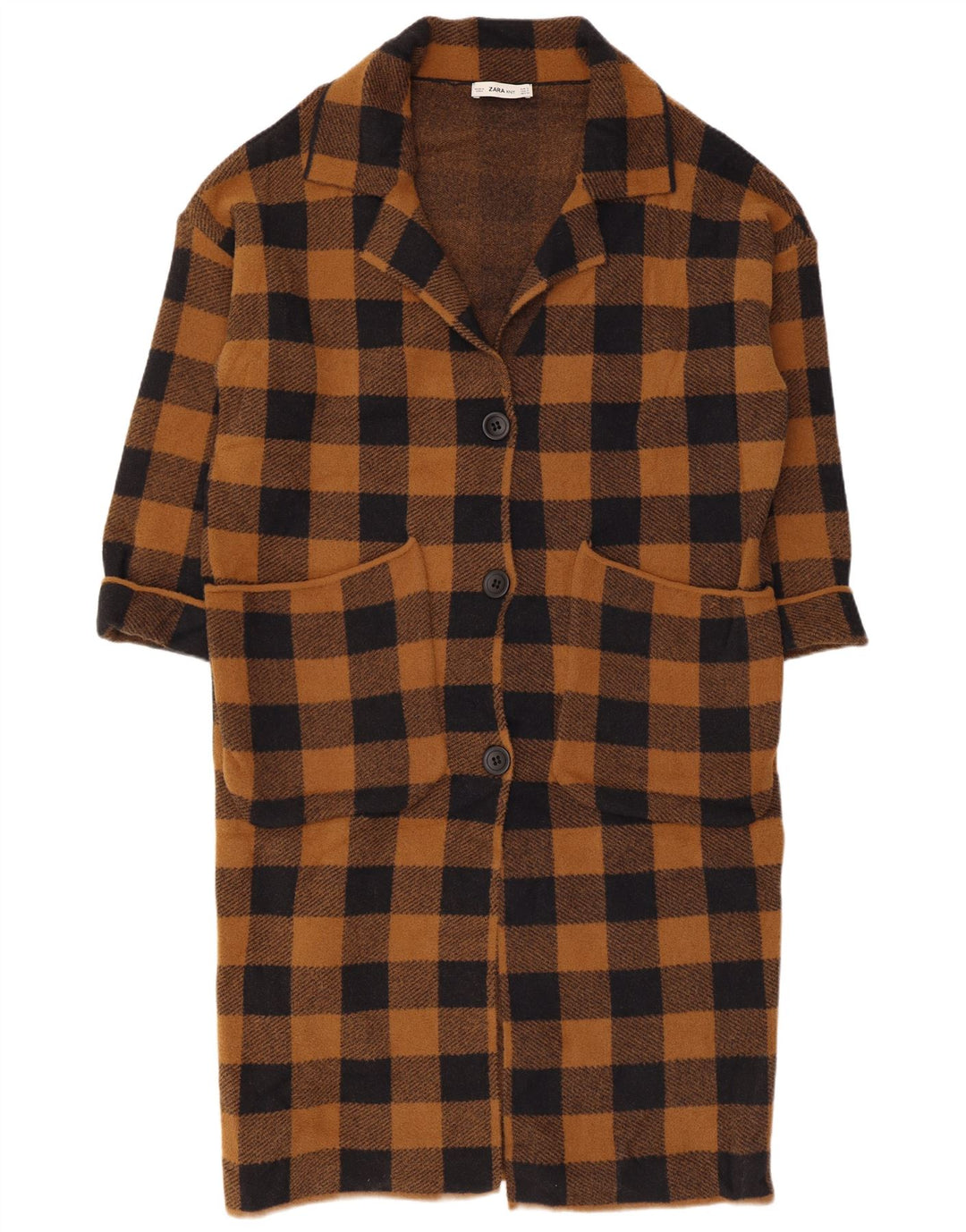 Zara ženski preveliki kaput UK 10 Small Brown Gingham najlon