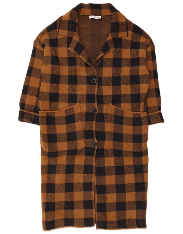 Zara ženski preveliki kaput UK 10 Small Brown Gingham najlon