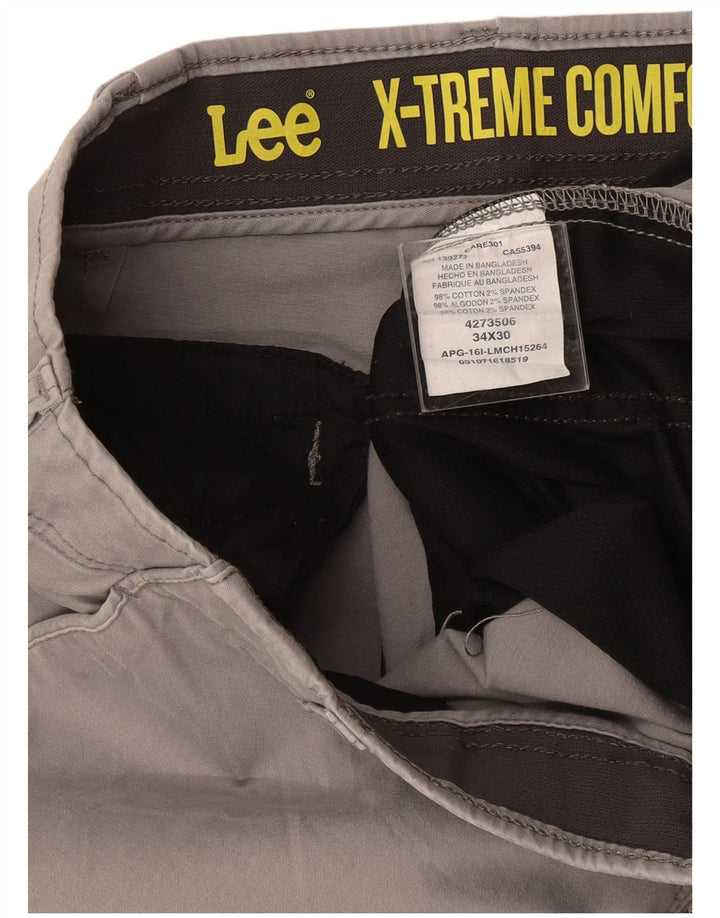 Lee muške X-treme Comfort ravne chino hlače W34 L30 sivi pamuk