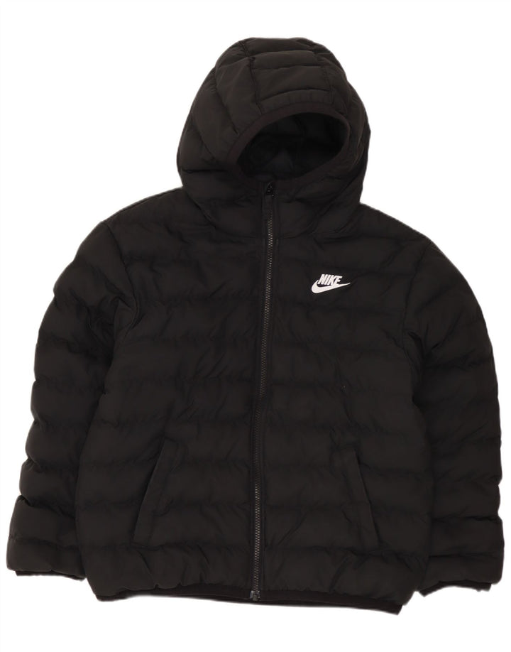 NIKE Jakna s kapuljačom i podstavljenom podstavom za dječake 10-11 godina srednje crne boje od poliestera