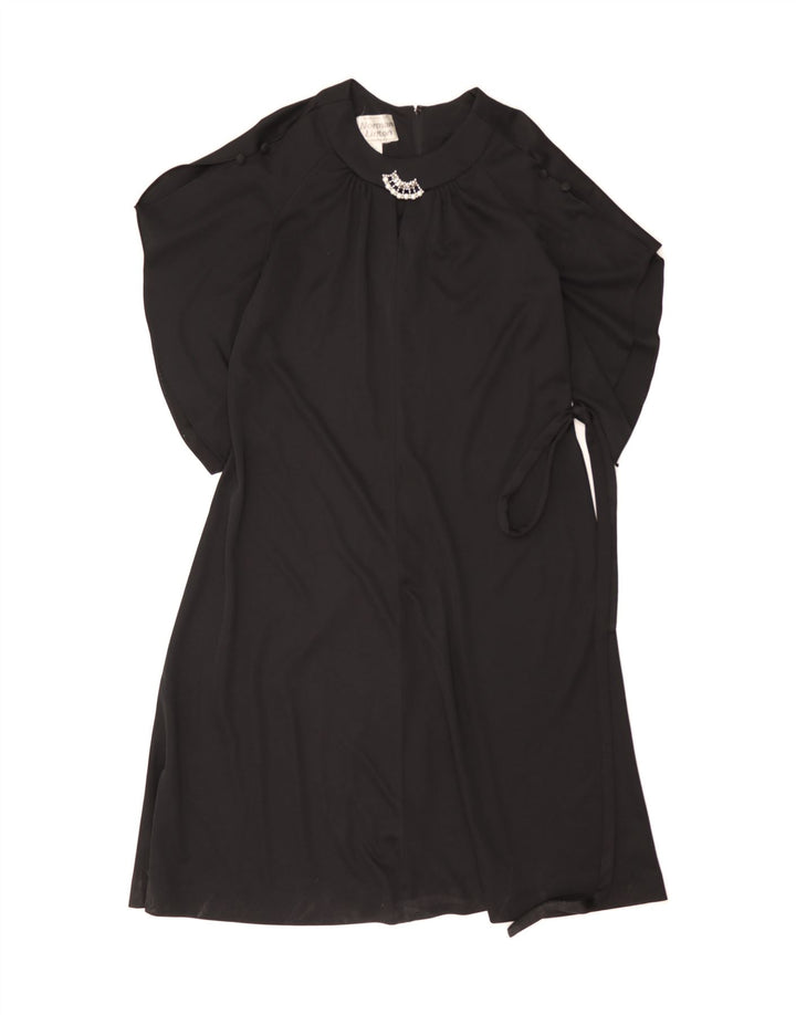 NORMAN LINTON Womens Maxi Dress UK 14 Large Black Polyester Vintage Norman Linton and Second-Hand Norman Linton from Messina Hembry 
