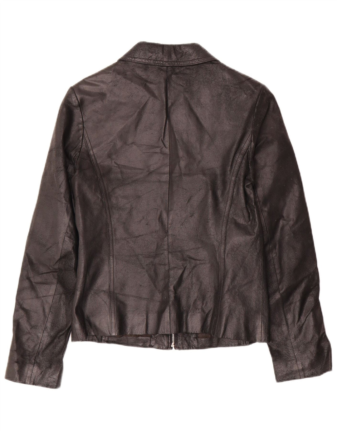 LEONARDO Womens Faux Leather Bomber Jacket UK 2 2XS Black