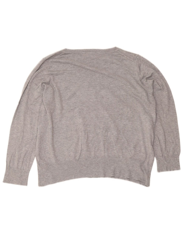 Marks & Spencer ženski džemper s V-izrezom UK 22 3XL siva viskoza