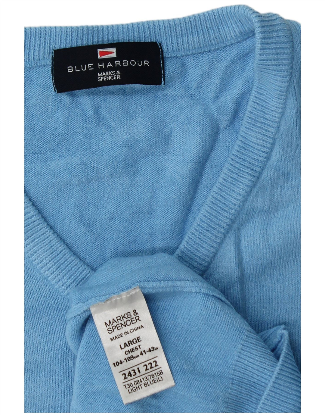 Marks & Spencer muški pulover s V-izrezom, veliki plavi akril