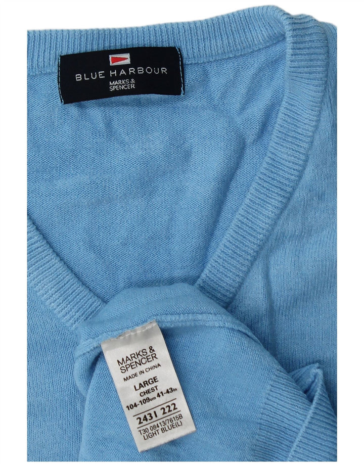 Marks & Spencer muški pulover s V-izrezom, veliki plavi akril