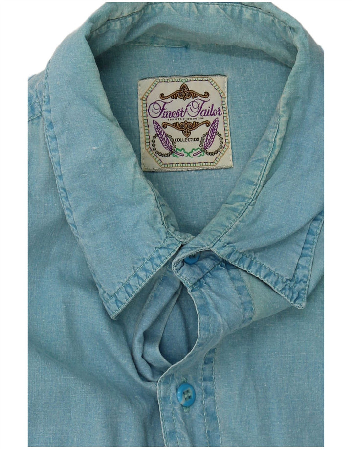 VINTAGE Mens Short Sleeve Shirt XL Blue