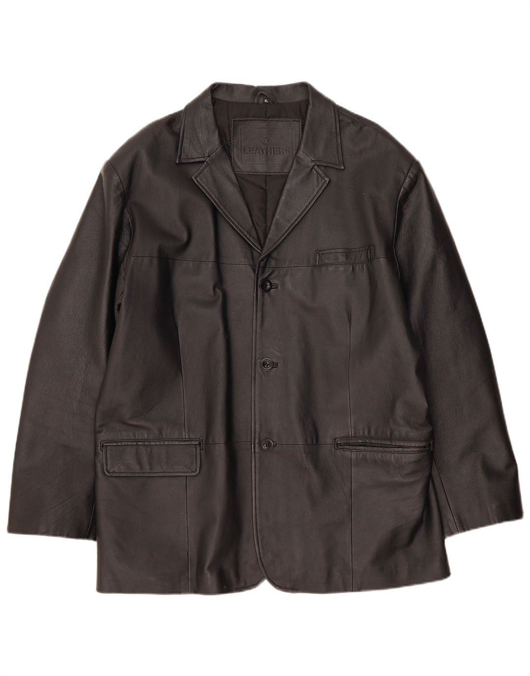 Vintage muška kožna jakna sa 3 gumba UK 42 XL crna koža