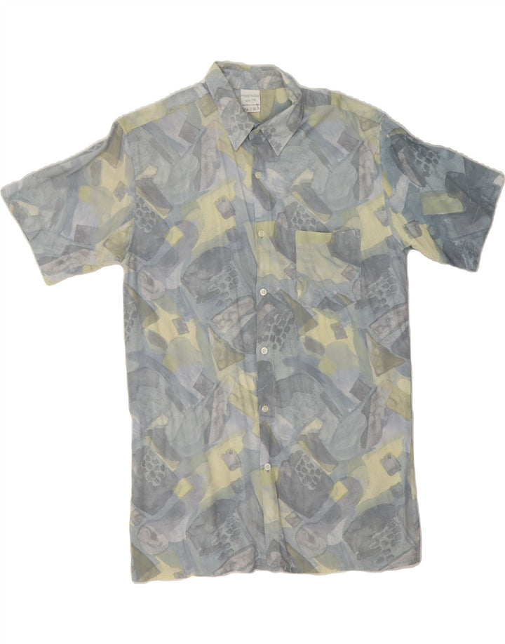 VINTAGE Boys Abstract Pattern Short Sleeve Shirt 15-16 Years XL Blue Vintage Vintage and Second-Hand Vintage from Messina Hembry 