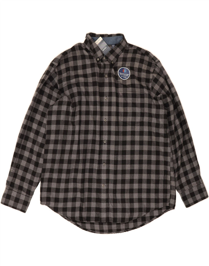 IZOD Mens Flannel Shirt XL Grey Check Cotton Vintage Izod and Second-Hand Izod from Messina Hembry 
