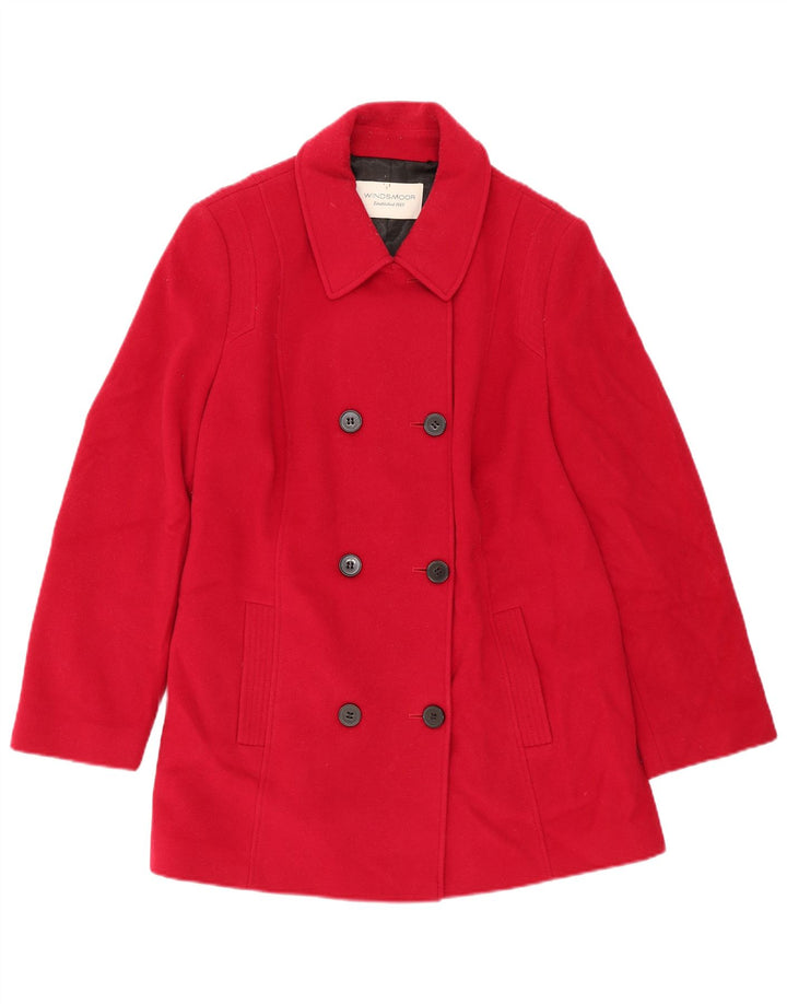 WINDSMOOR Womens Pea Coat UK 16 Large Red Wool
