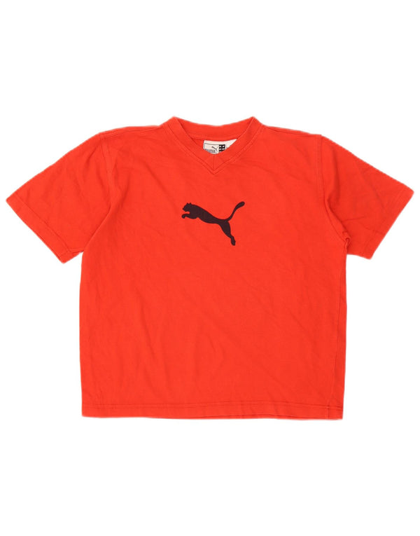 Puma Boys Graphic T-Shirt Top 9-10 Years Red Pamuk