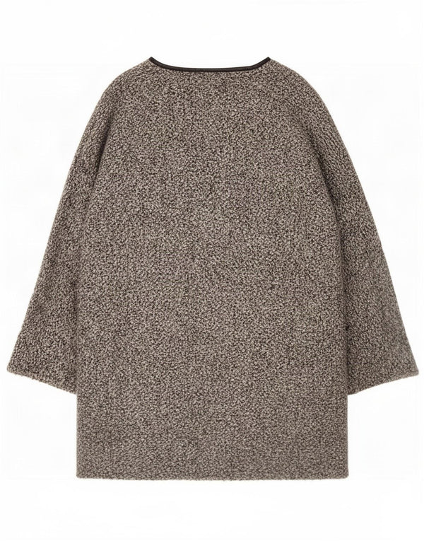 Zara ženski dugi otvoreni kardigan pulover UK 16 Large Grey Flecked Acrylic