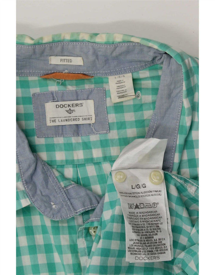 Dockers muška pripijena košulja Large Blue Gingham pamuk