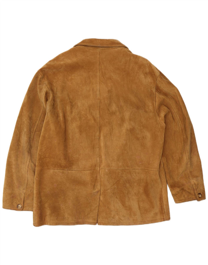 Vintage muška jakna od brušene kože s 4 gumba IT 56 3XL bež