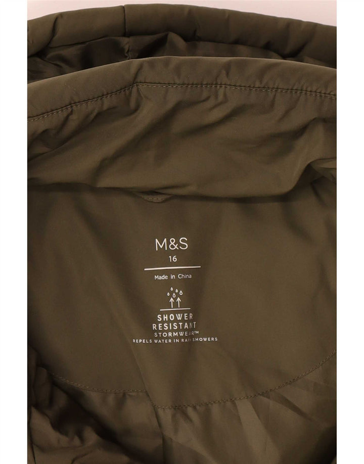 Marks & Spencer ženska podstavljena jakna s kapuljačom UK 16 veliki kaki poliester