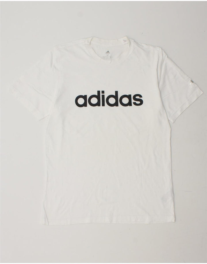 ADIDAS Mens Graphic T-Shirt Top Medium White Cotton Vintage Adidas and Second-Hand Adidas from Messina Hembry 