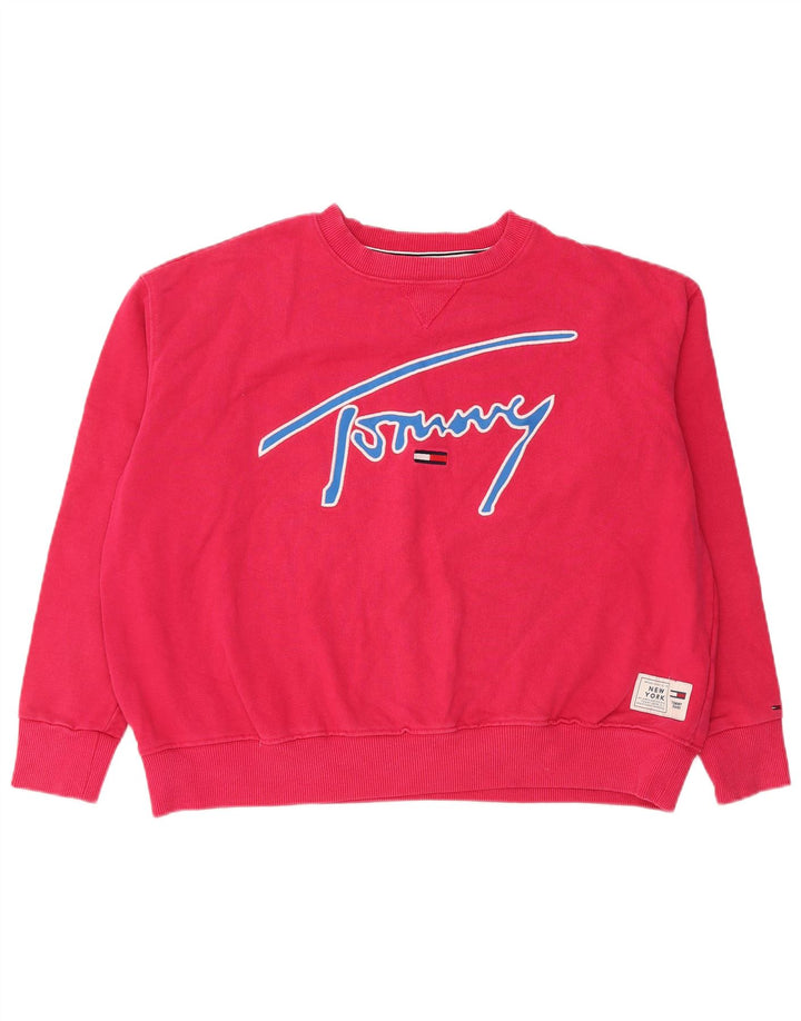 Tommy Hilfiger Ženska prekomjerna trenirka s grafičkim motivima UK 14 srednje ružičasta