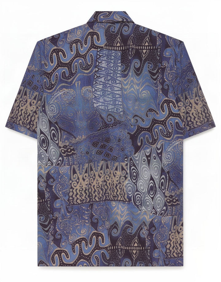 Dolomitenska ženska košulja kratkih rukava Bluza IT 47 Large Blue Patchwork